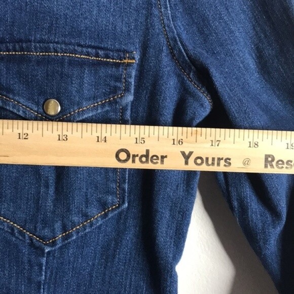 Kendall Kylie Denim Western Mini Dress Pearl Snap size medium - Picture 6 of 11